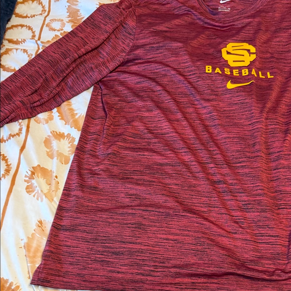 Nike Men's Maroon and Gold Baseball Long Sleeve Tee - Picture 5 of 5